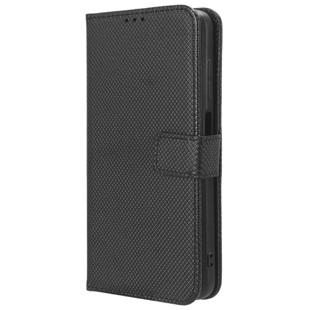 For Honor X8b 4G Cell Phone Case Wallet Leather Cover Diamond Texture Shockproof Shell - Black For Honor X8b 4G Cell Phone Case Wallet Leather Cover Diamond Texture Shockproof Shell - Black